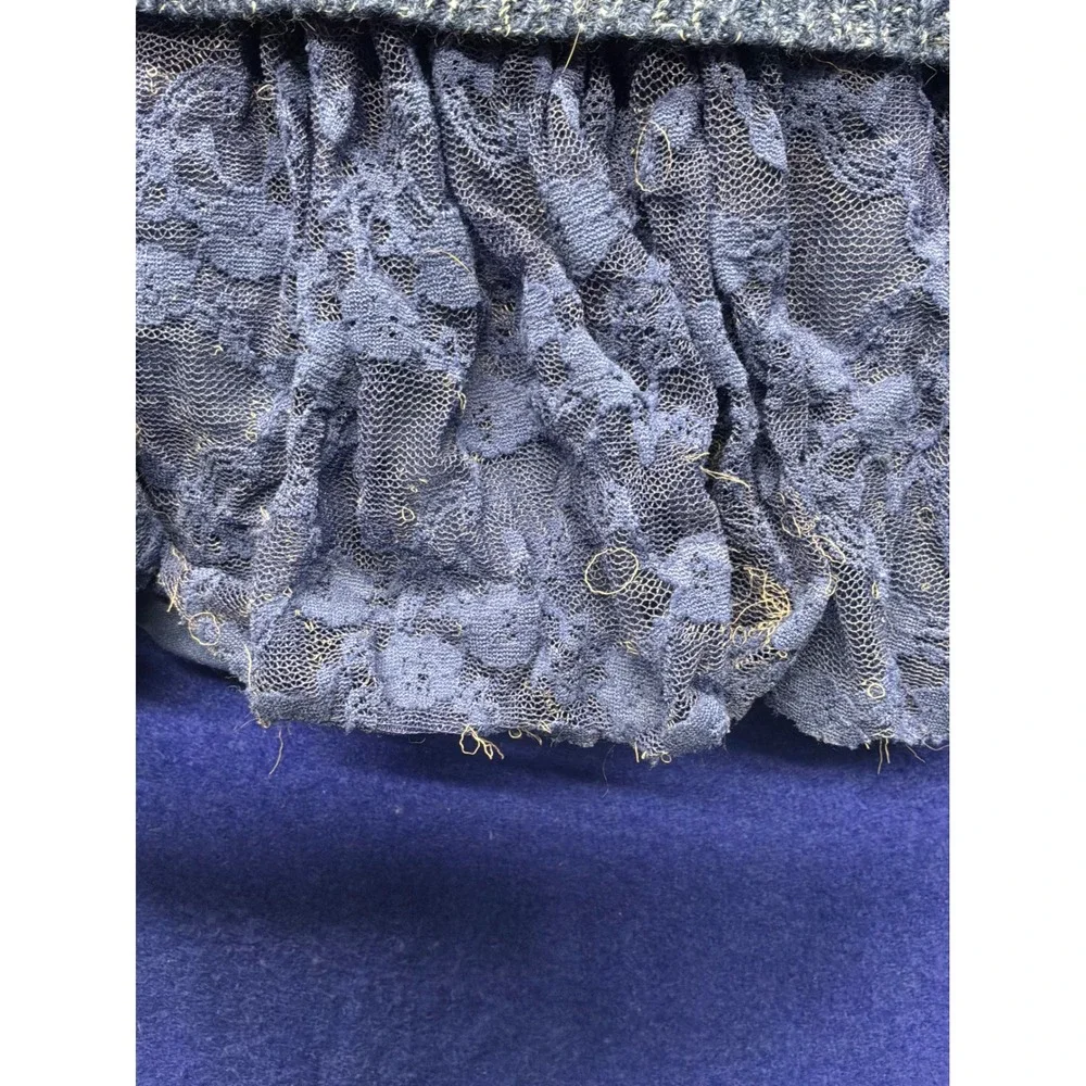 Self Esteem Sweater Dress Kids XS (4/5) Blue Gold Metallic Lace Cowl Neck‎